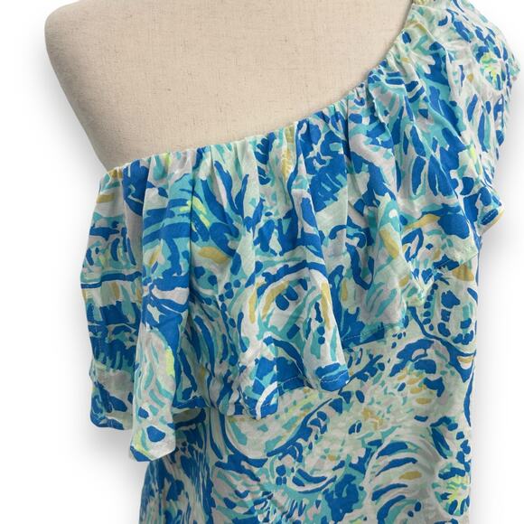 NEW Lilly Pulitzer Matteo Top in Bennet Blue Salty Seas size Medium One Shoulder - Picture 5 of 9